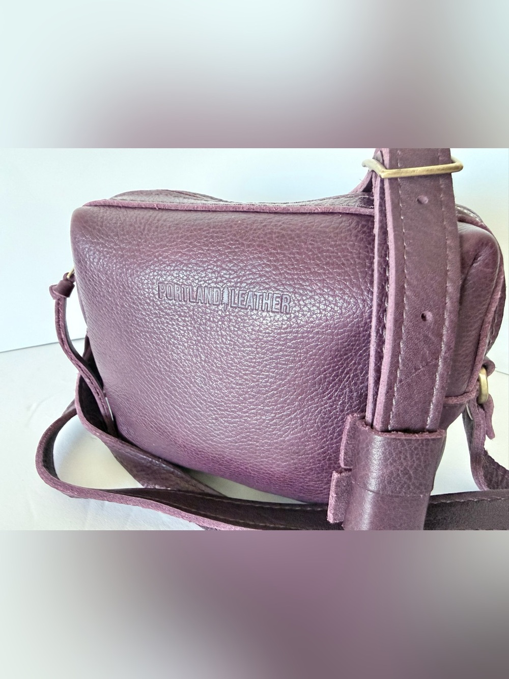 Portland Leather Purple Pebbled Crossbody Bag